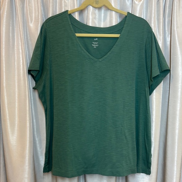 J. Jill Tops - J Jill Women's Petite XL Pima Slub knit tee, sage green,  V-Neck Top, 100%cotton